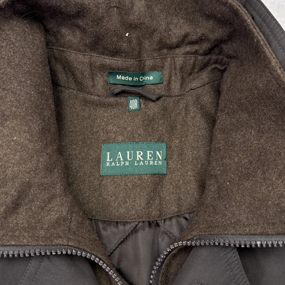Lauren Ralph Lauren Over Coat Sz 40 Brown Wool Quilted Removeable Liner Commute